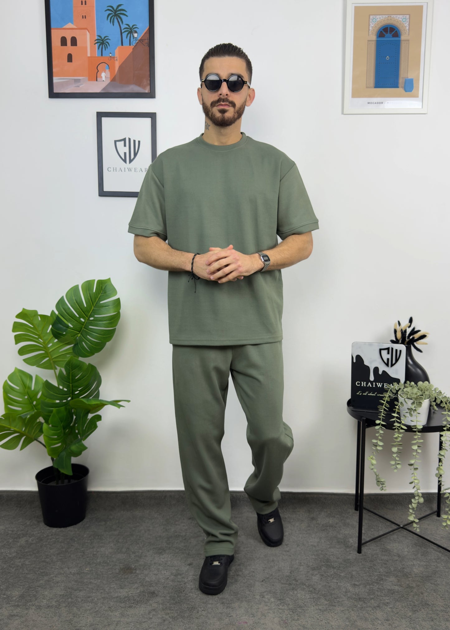 Pantalon et T-shirt Oversize en coton lourd 320 GSM Simple