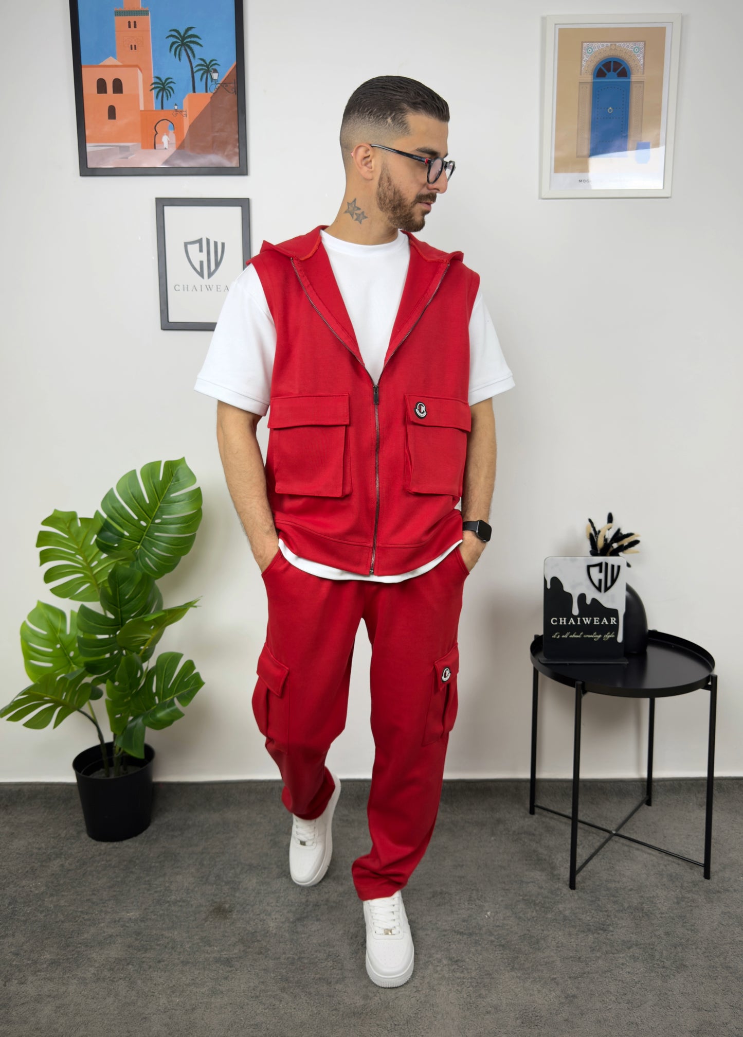Pantalon et Gilet Oversize avec capuche en coton lourd 320 GSM