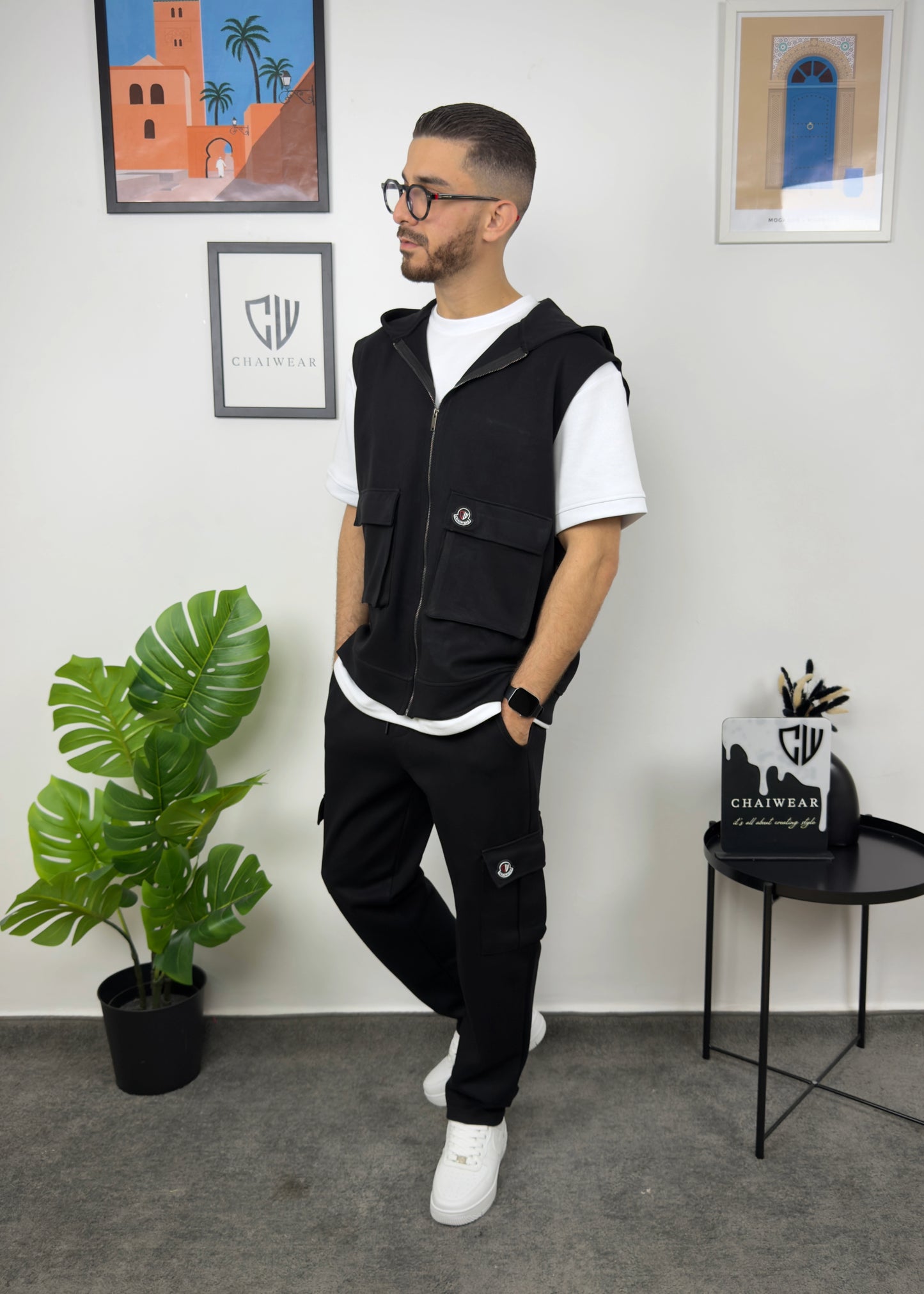 Pantalon et Gilet Oversize avec capuche en coton lourd 320 GSM