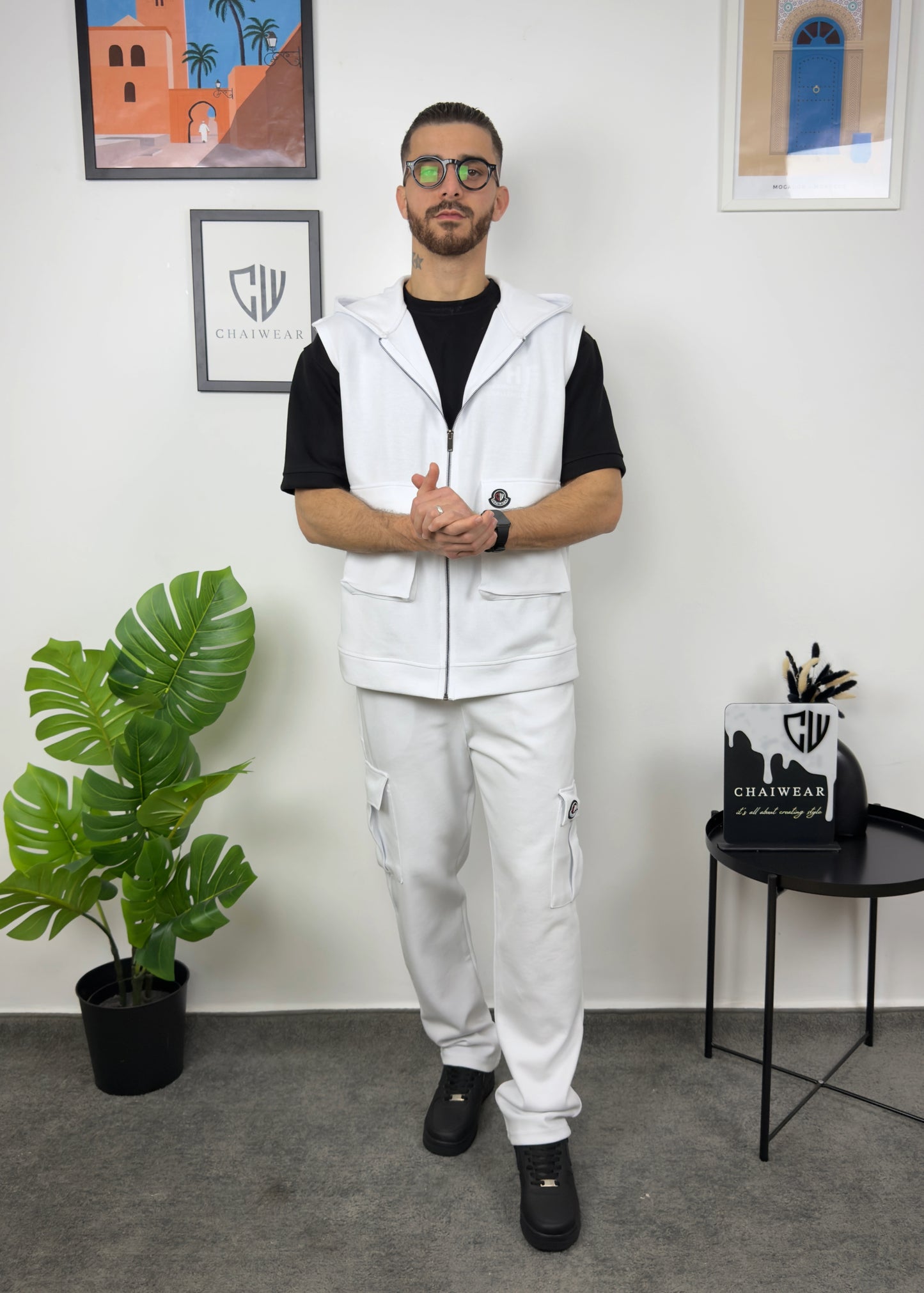 Pantalon et Gilet Oversize avec capuche en coton lourd 320 GSM