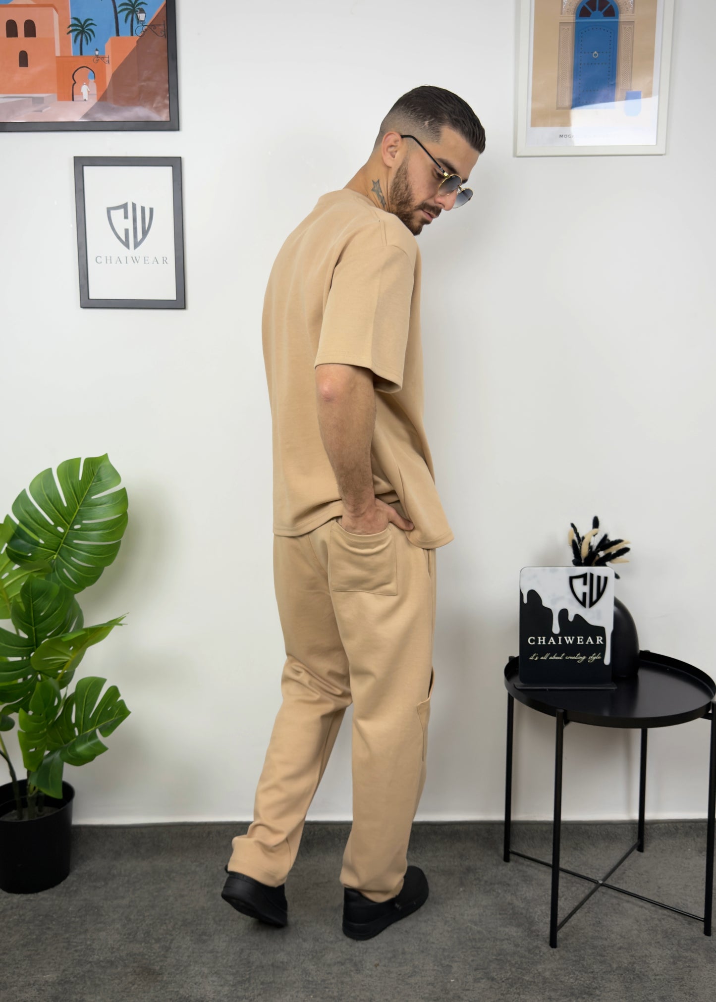 Pantalon et T-shirt Oversize en coton lourd 320 GSM Poche plaqué