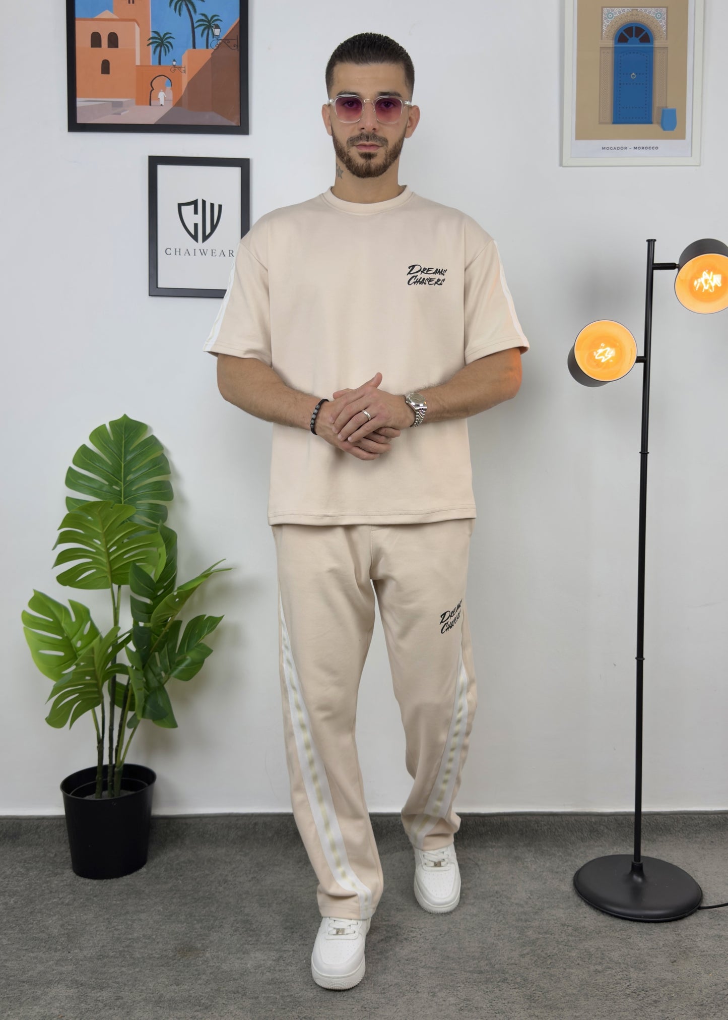 Pantalon et T-shirt Oversize en coton lourd 320 GSM Motif Dreams Chasers Bande