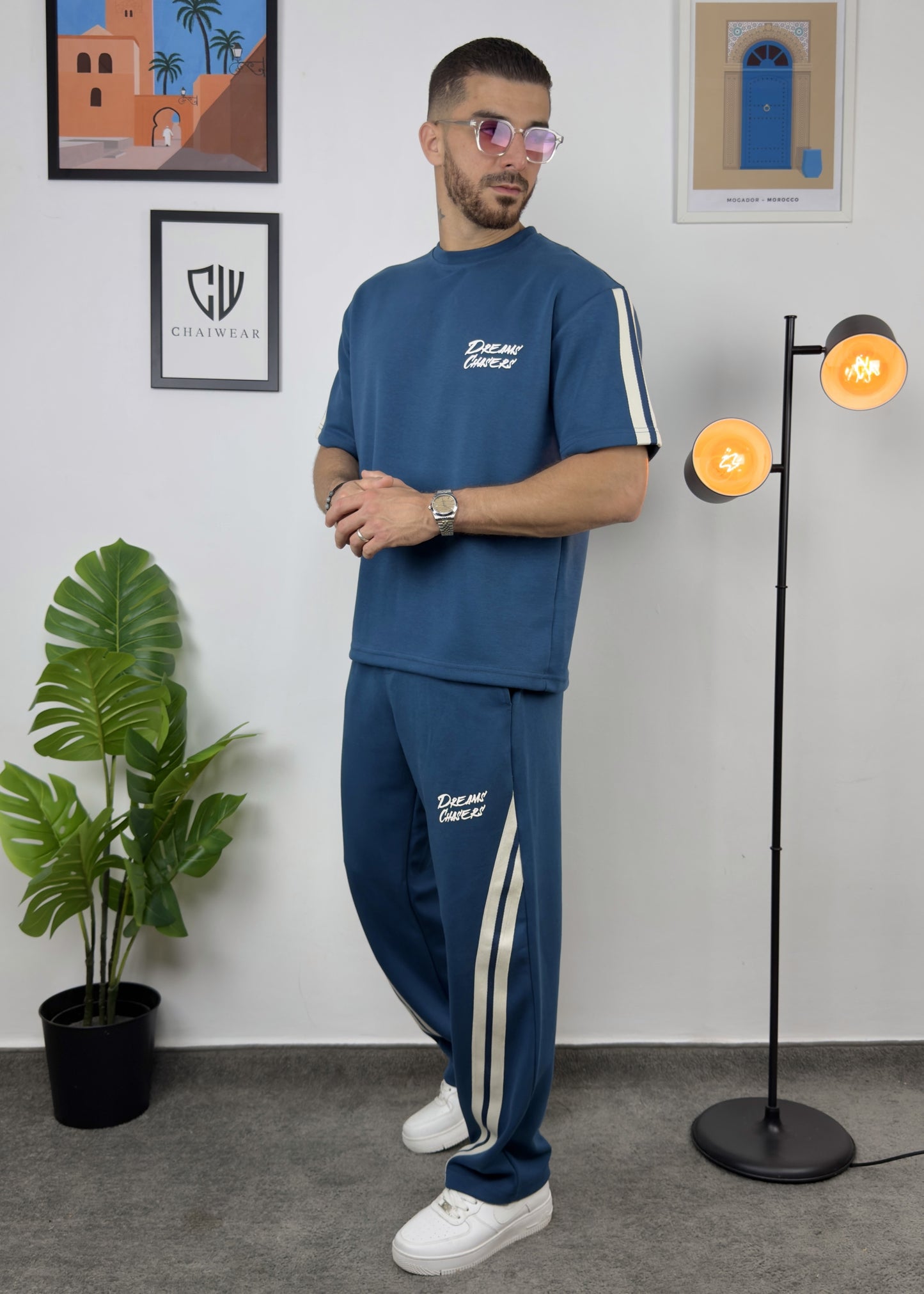 Pantalon et T-shirt Oversize en coton lourd 320 GSM Motif Dreams Chasers Bande