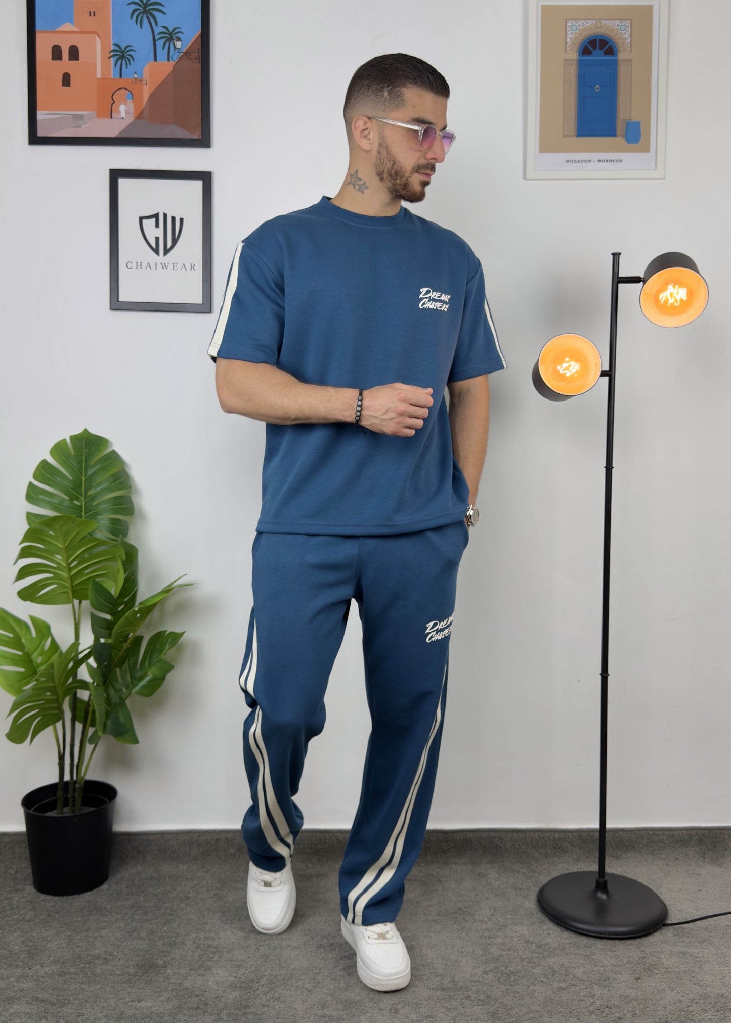 Pantalon et T-shirt Oversize en coton lourd 320 GSM Motif Dreams Chasers Bande