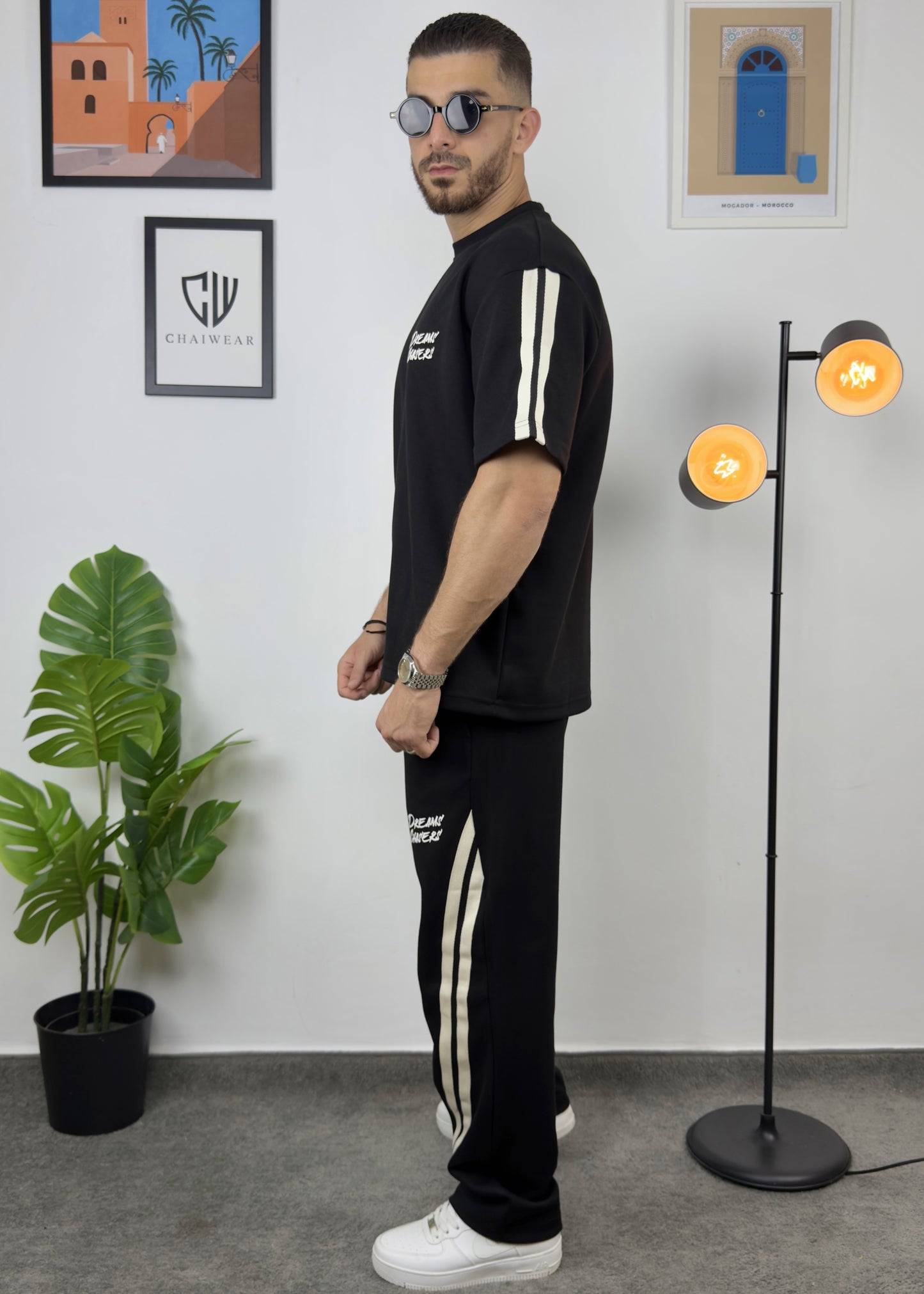 Pantalon et T-shirt Oversize en coton lourd 320 GSM Motif Dreams Chasers Bande