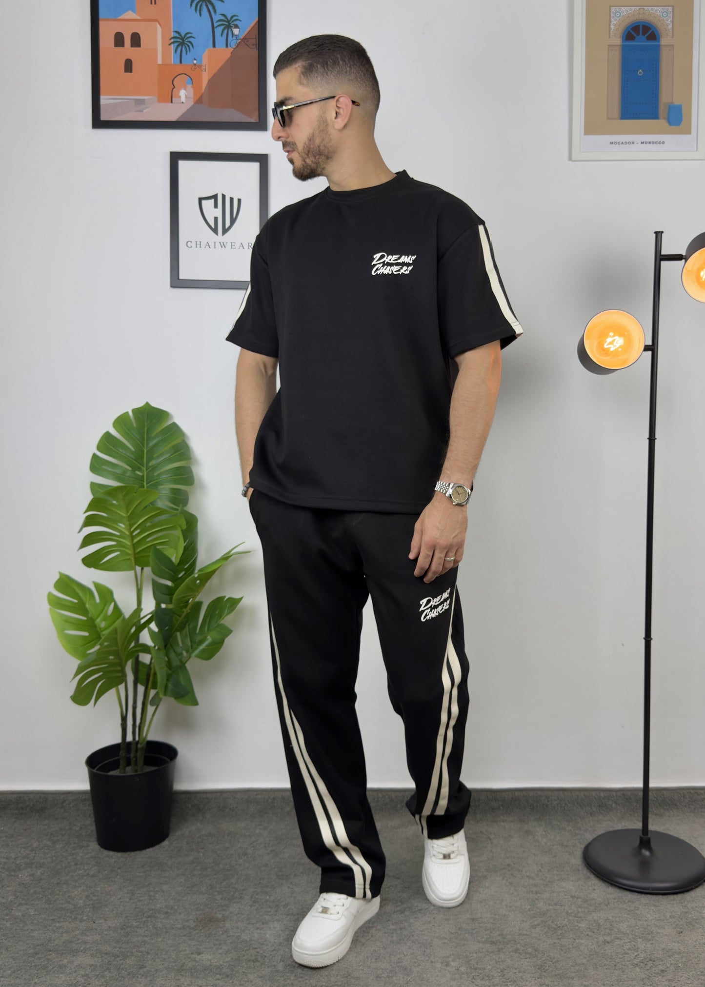 Pantalon et T-shirt Oversize en coton lourd 320 GSM Motif Dreams Chasers Bande