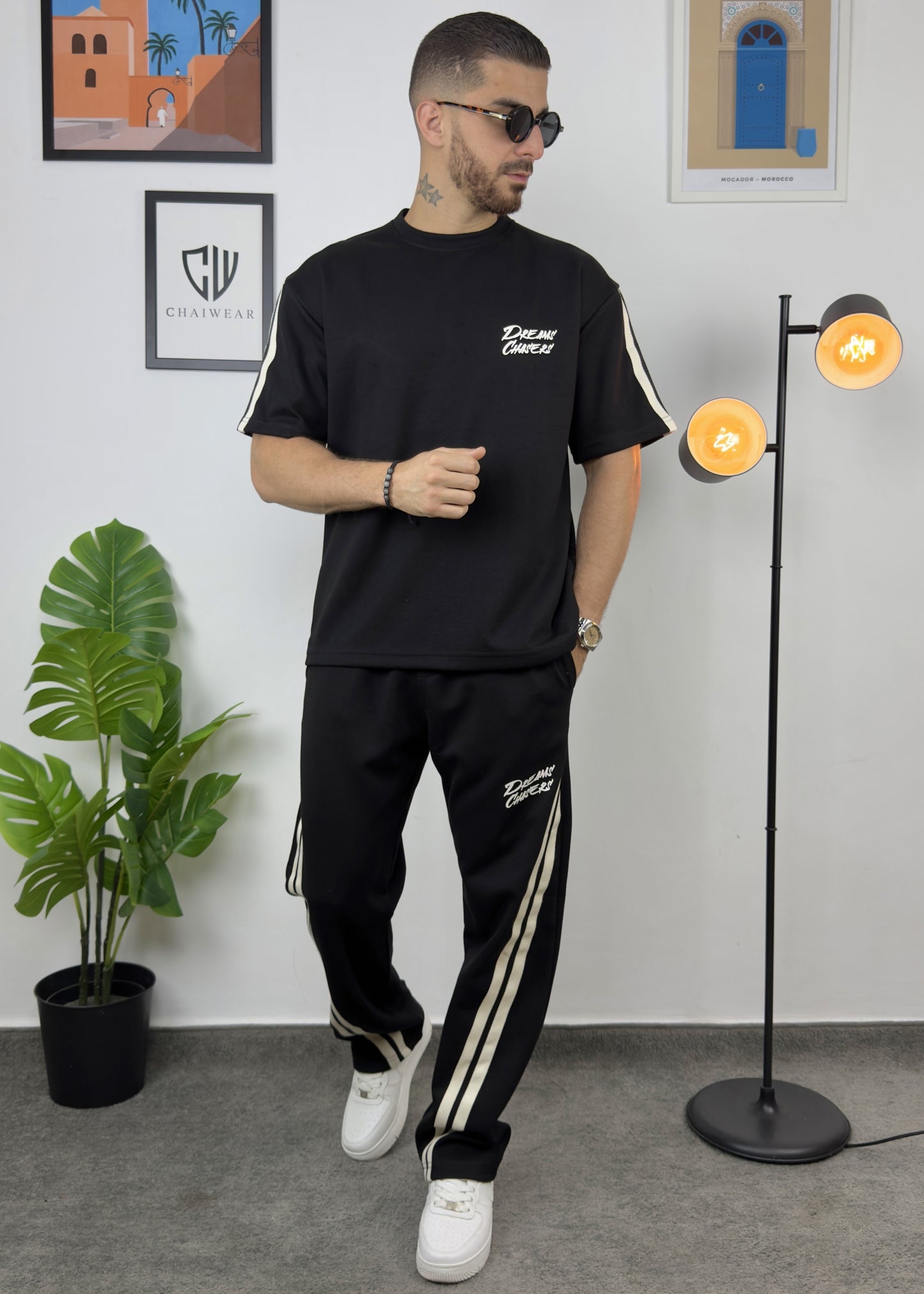 Pantalon et T-shirt Oversize en coton lourd 320 GSM Motif Dreams Chasers Bande