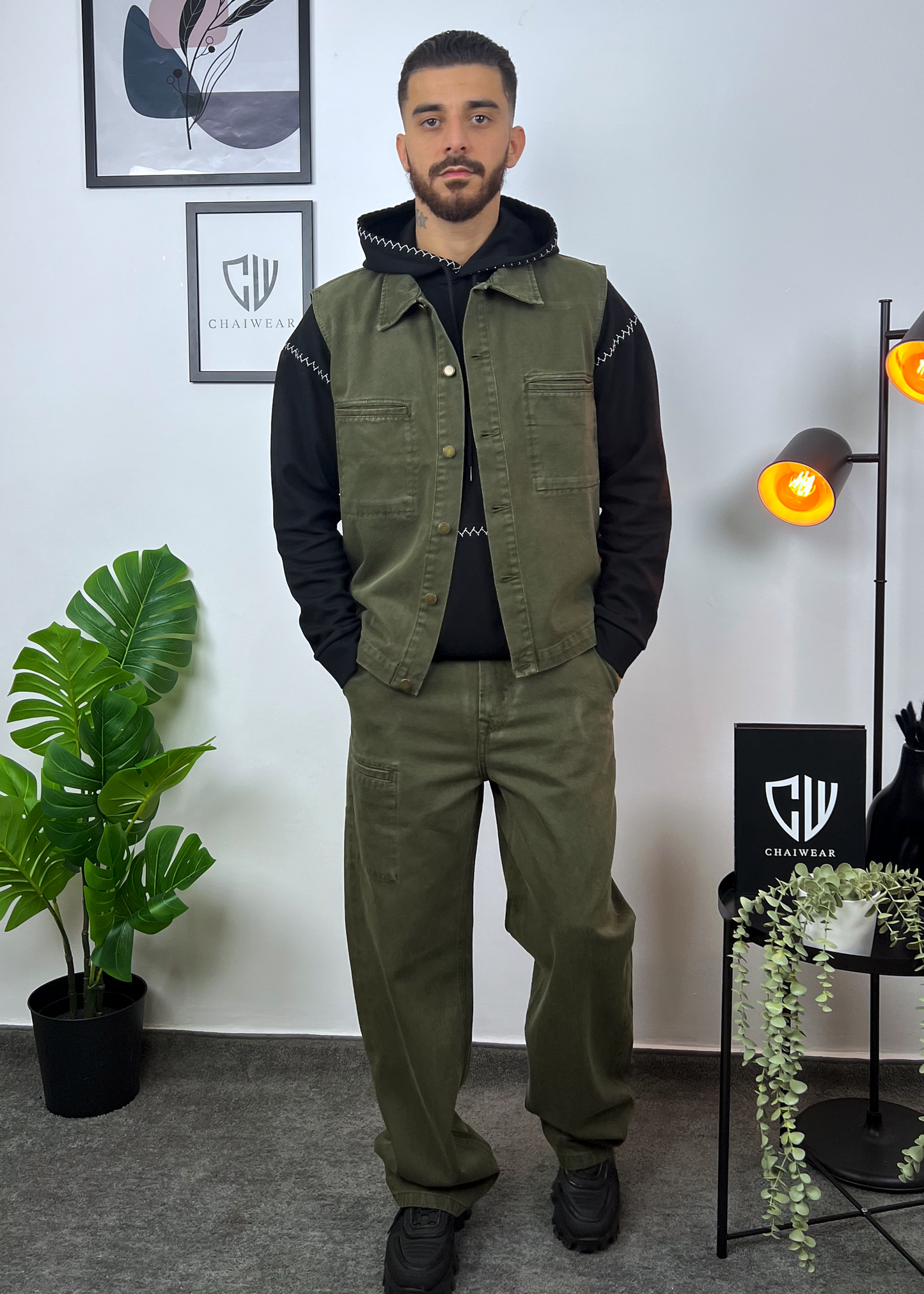 Pantalon et Gilet en Jeans oversize en coton lourd 320g / m²