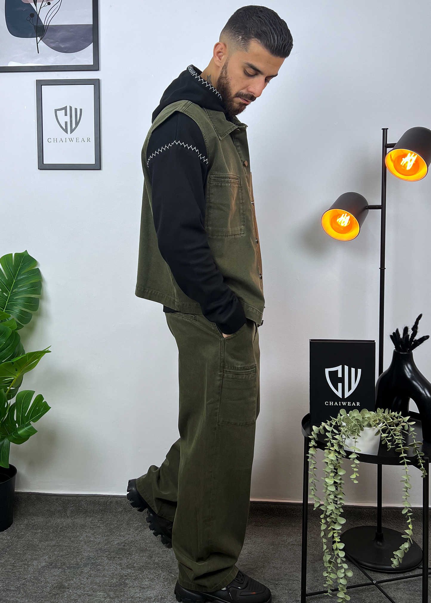 Pantalon et Gilet en Jeans oversize en coton lourd 320g / m²