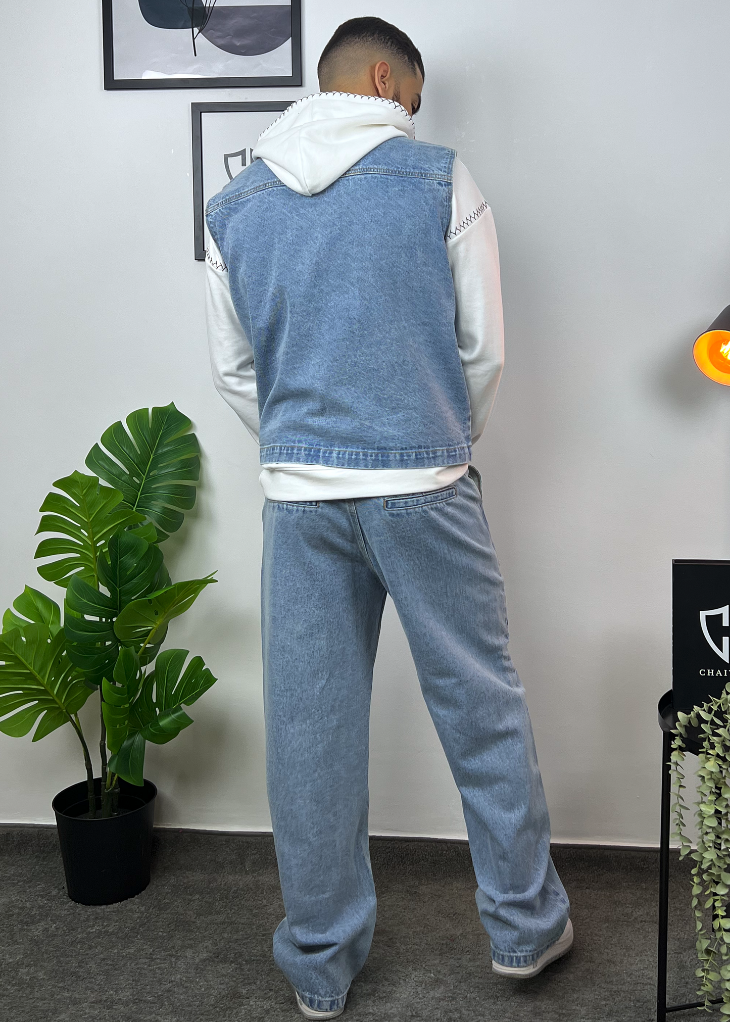 Pantalon et Gilet en Jeans oversize en coton lourd 320g / m²
