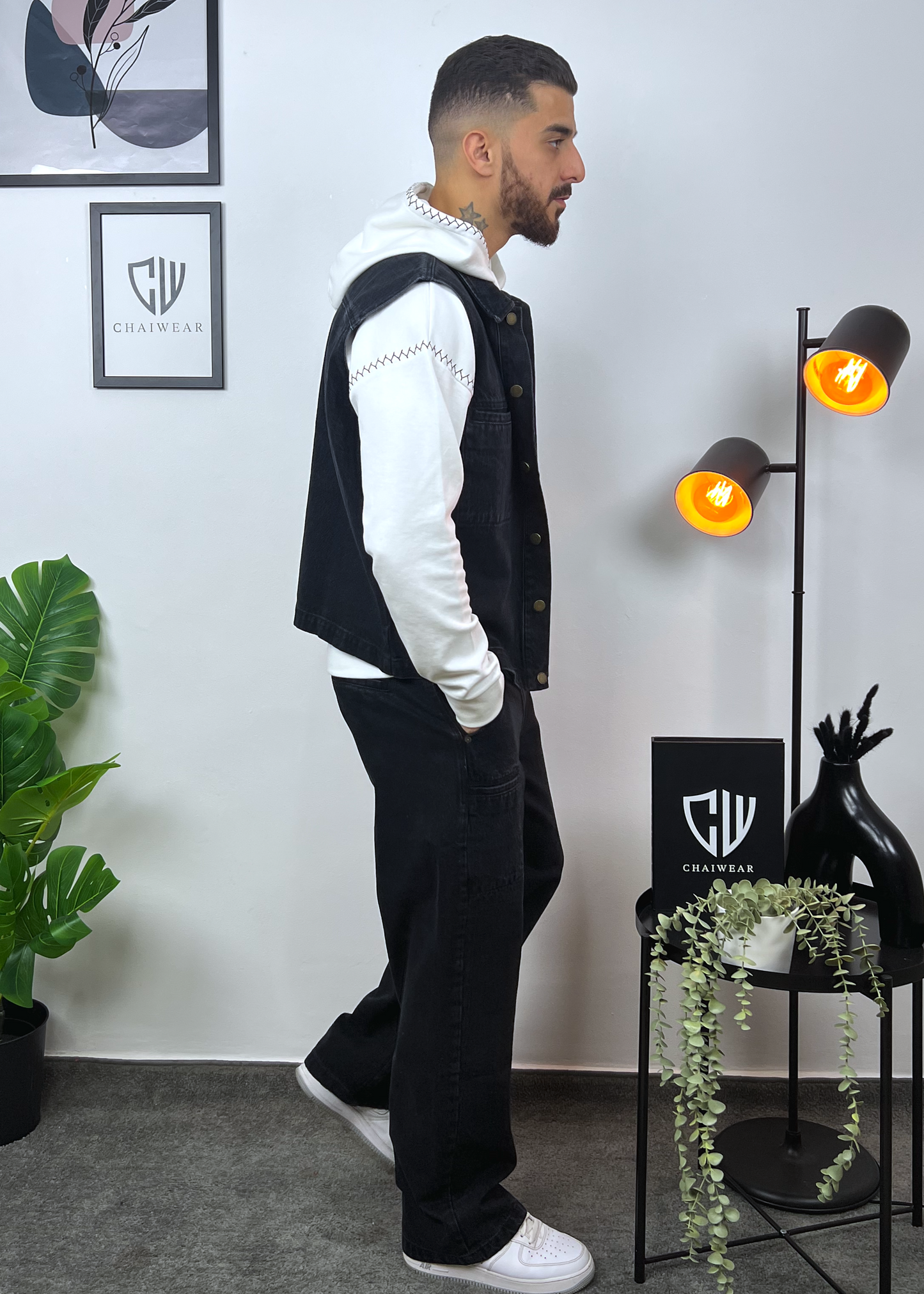 Pantalon et Gilet en Jeans oversize en coton lourd 320g / m²