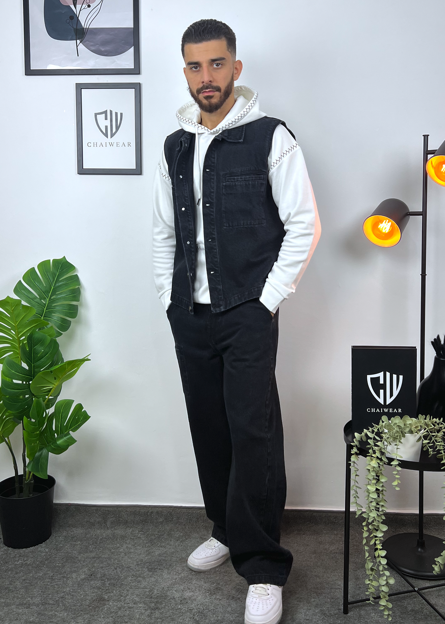Pantalon et Gilet en Jeans oversize en coton lourd 320g / m²