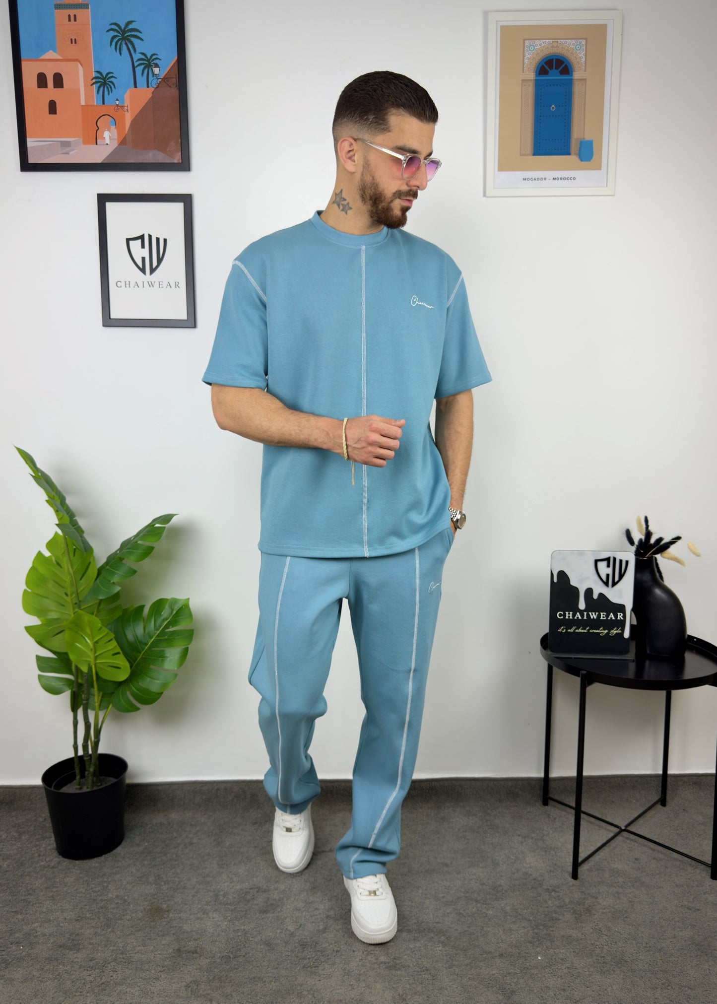 Pantalon et T-shirt Droit en coton lourd 320 GSM SRJ Couture