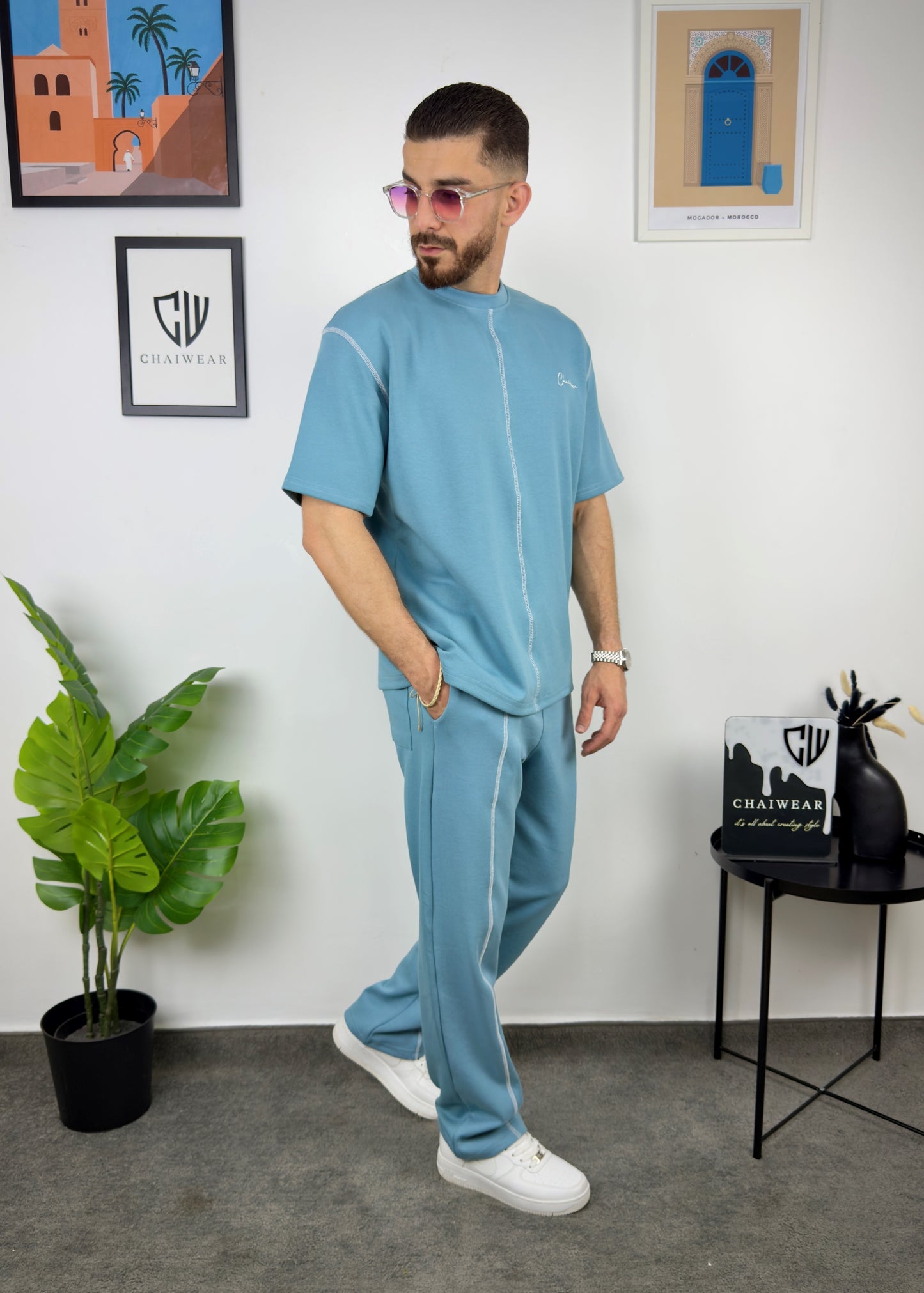 Pantalon et T-shirt Droit en coton lourd 320 GSM SRJ Couture