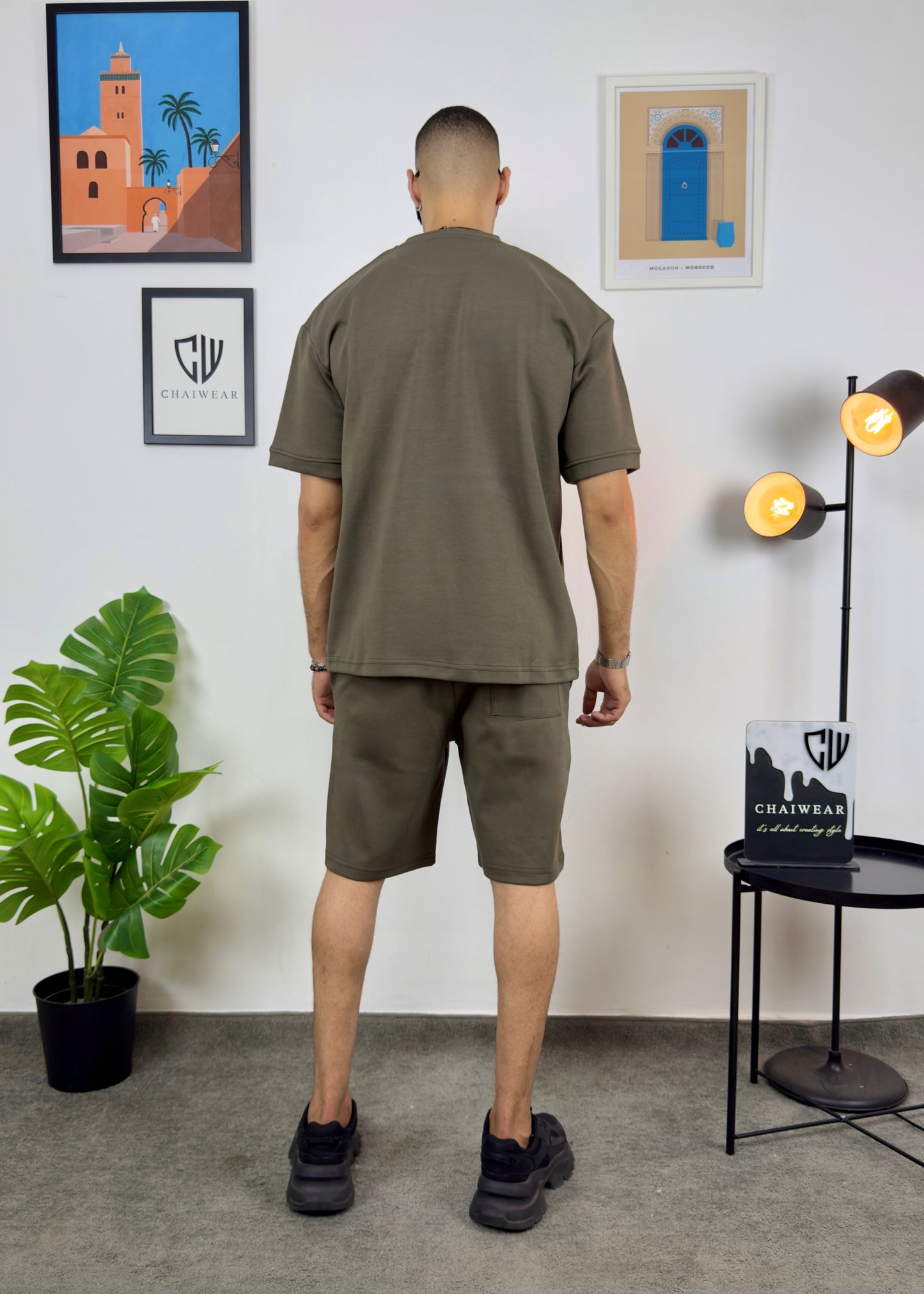 Short et T-shirt simple oversize en coton lourd 320 GSM