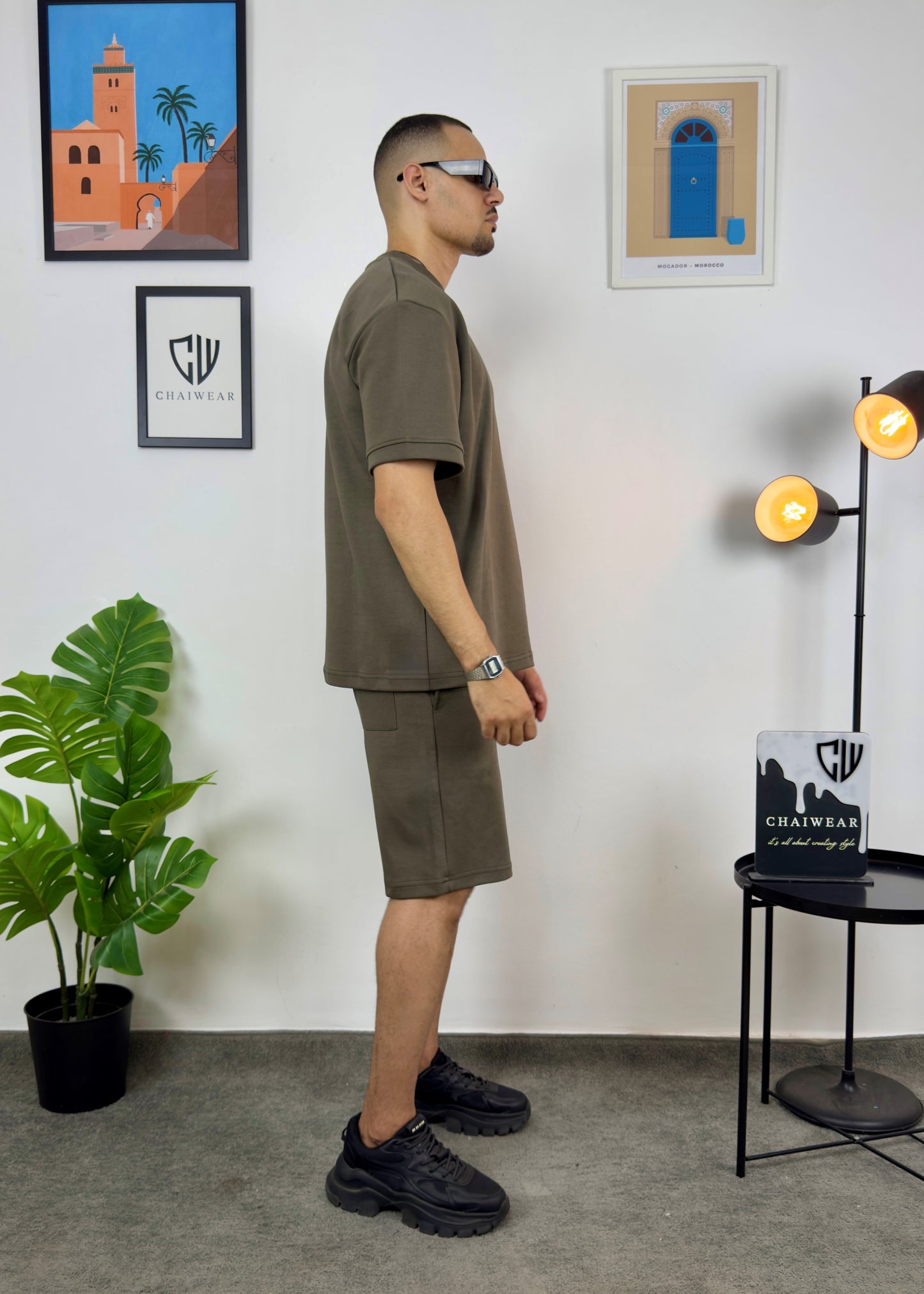 Short et T-shirt simple oversize en coton lourd 320 GSM