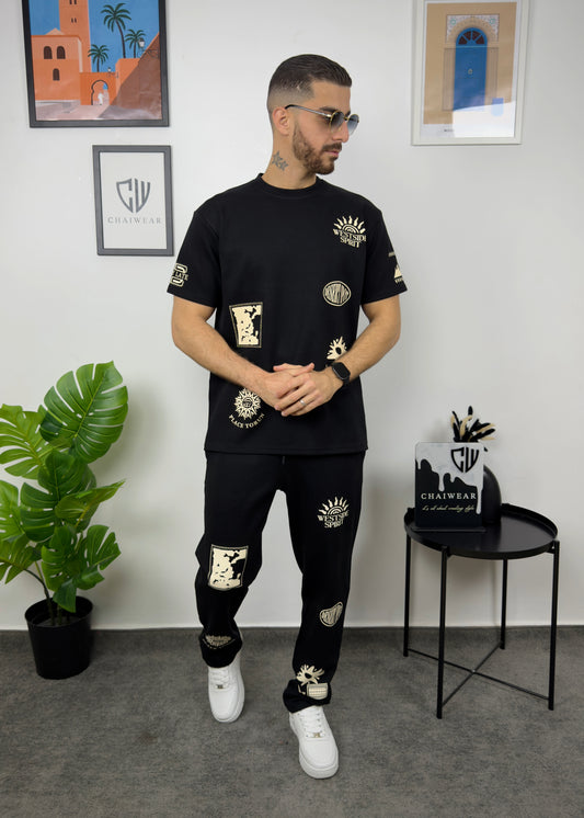 Pantalon et T-shirt Oversize en coton lourd 320 GSM Motif Westside sérigraphie