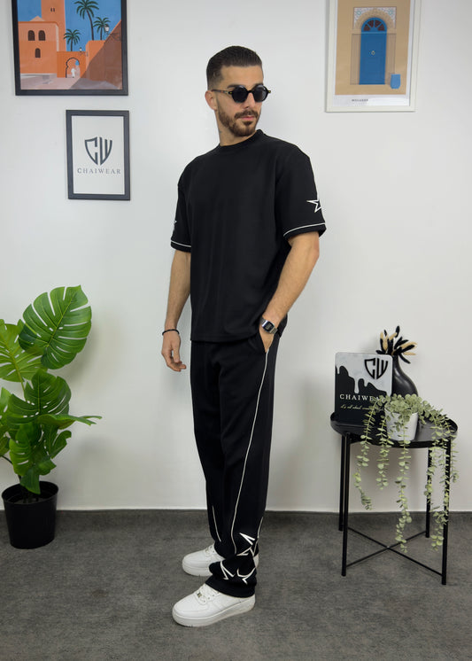 Pantalon et T-shirt Oversize en coton lourd 320 GSM Motif étoiles sérigraphie