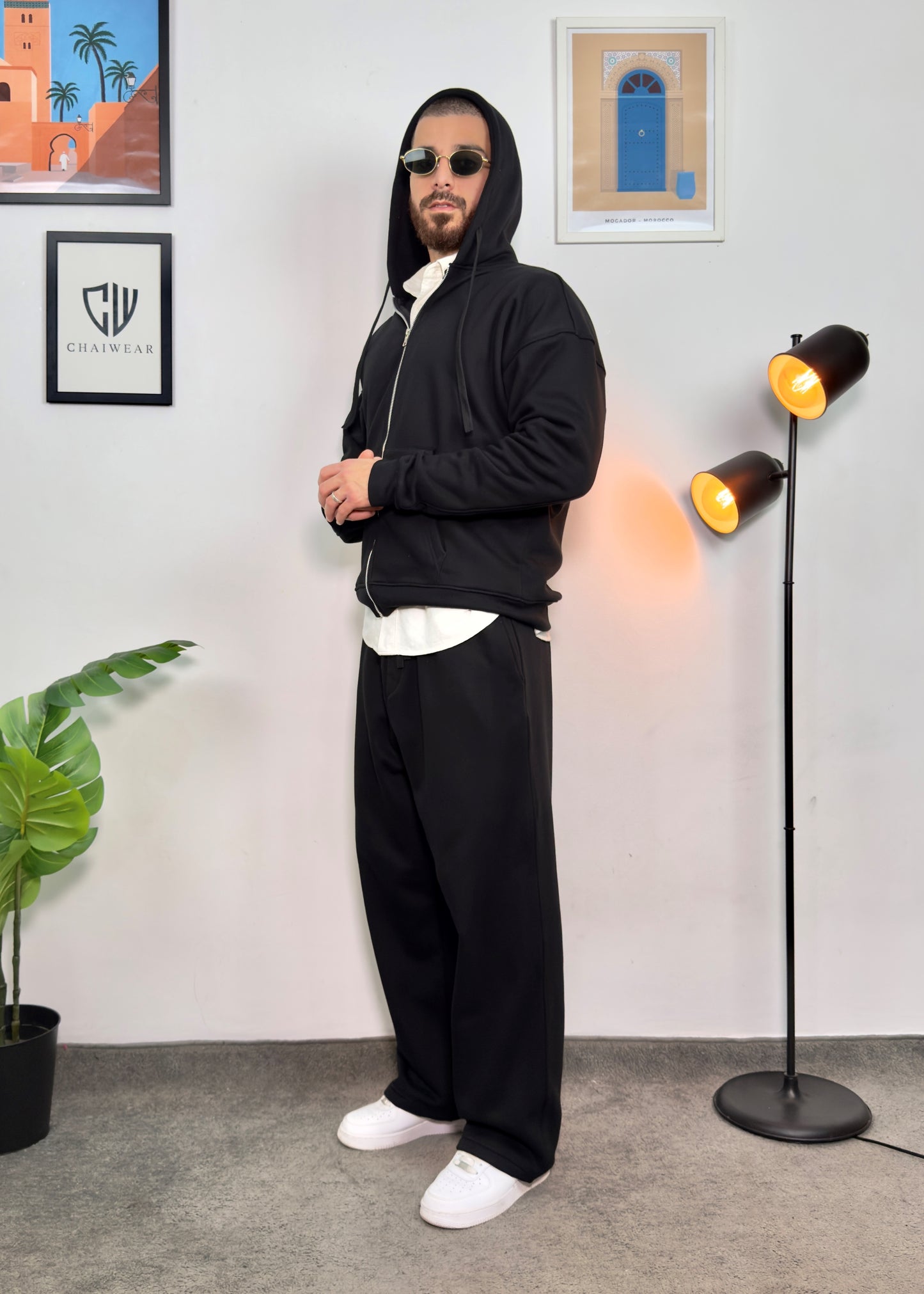 Pantalon Baggy et Sweat à capuche Oversize Simple en coton lourd 350 GSM