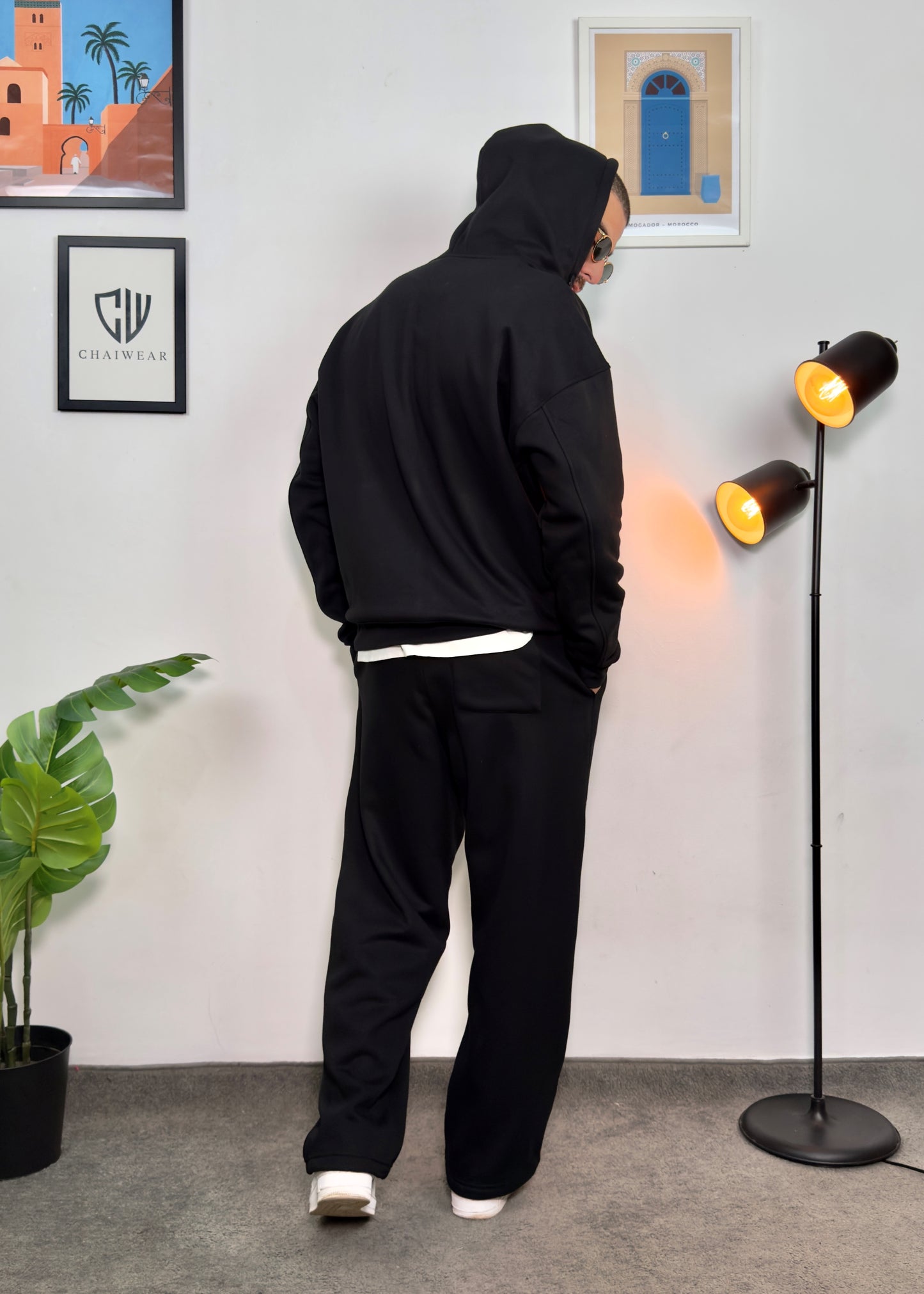 Pantalon Baggy et Sweat à capuche Oversize Simple en coton lourd 350 GSM