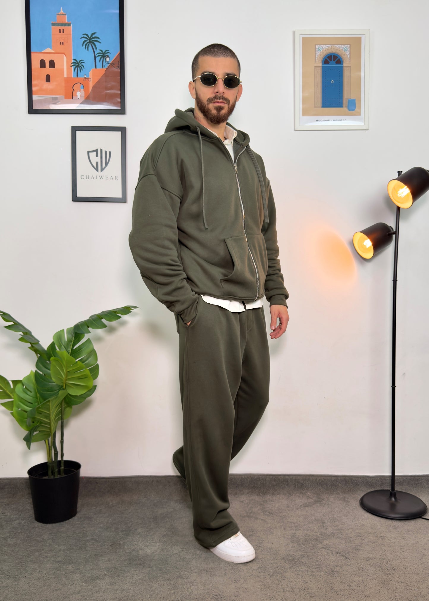 Pantalon Baggy et Sweat à capuche Oversize Simple en coton lourd 350 GSM