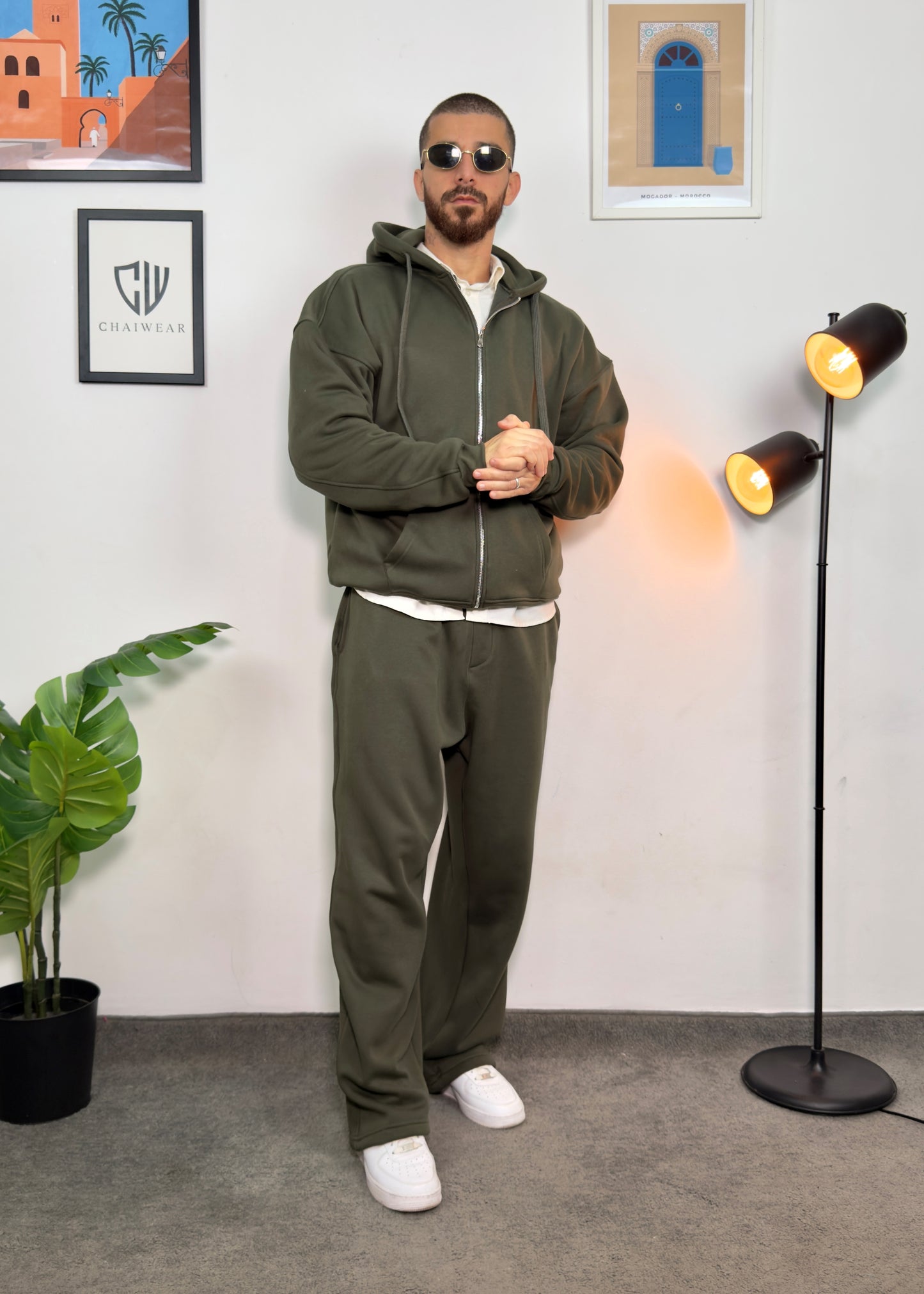 Pantalon Baggy et Sweat à capuche Oversize Simple en coton lourd 350 GSM