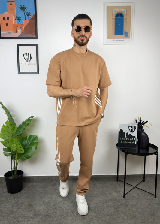 Pantalon et T-shirt Oversize en coton lourd 320 GSM Motif Bandes découpe couture